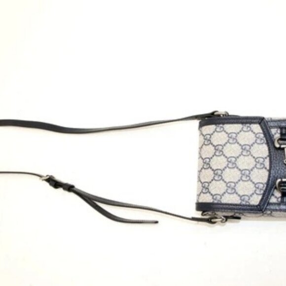 Gucci GG Supreme Horsebit Pochette Shoulder Bag - Navy blue/Beige - Picture 4 of 16